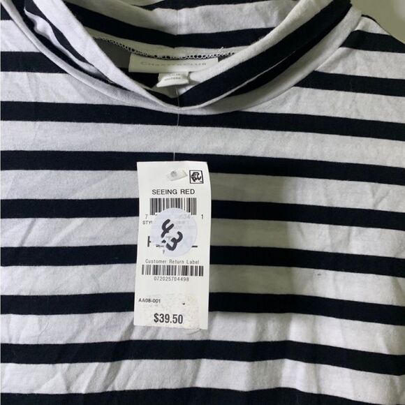 Charter Club NEW PXL White and Black‎ Blithe Mock Neck Top - Picture 4 of 6
